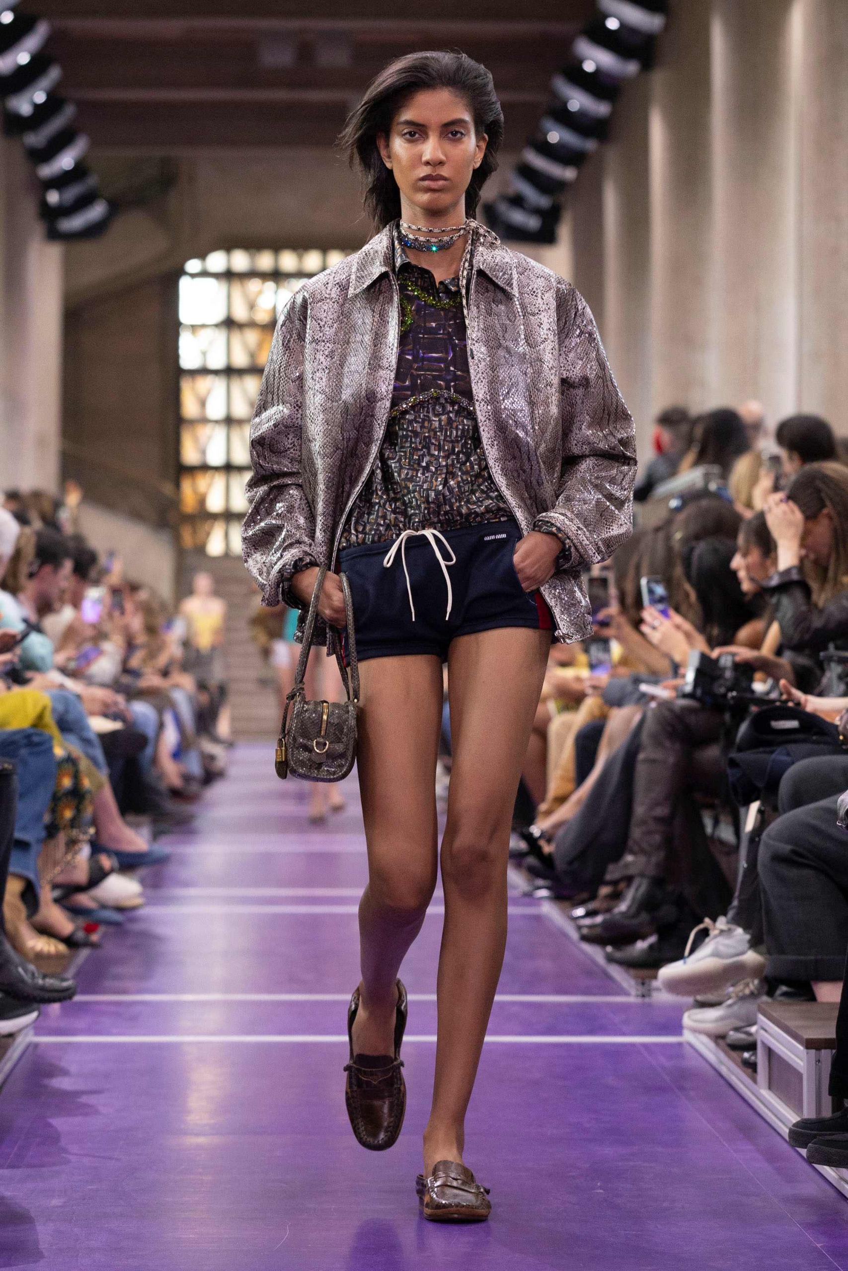 Miu Miu S/S 27 runway, track pants and shorts trend
