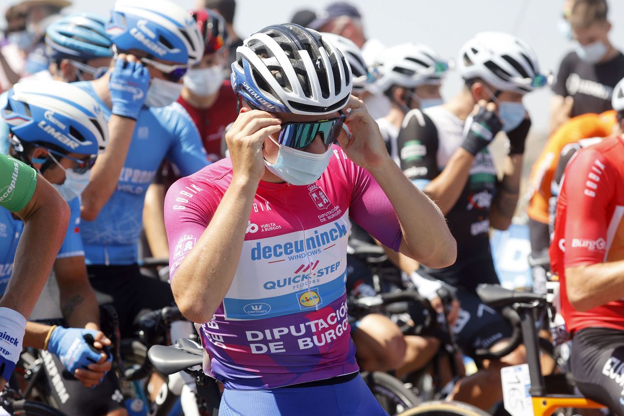 Remco Evenepoel lines up for the start of stage 4 of the Vuelta a Burgos