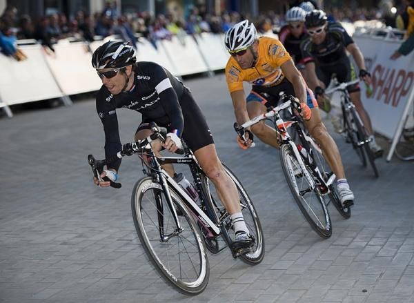 Dean Downing (Rapha-Condor-Sharp) leads the way in Peterborough.