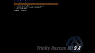 Trinity Rescue Kit's interface for Windows password recovery