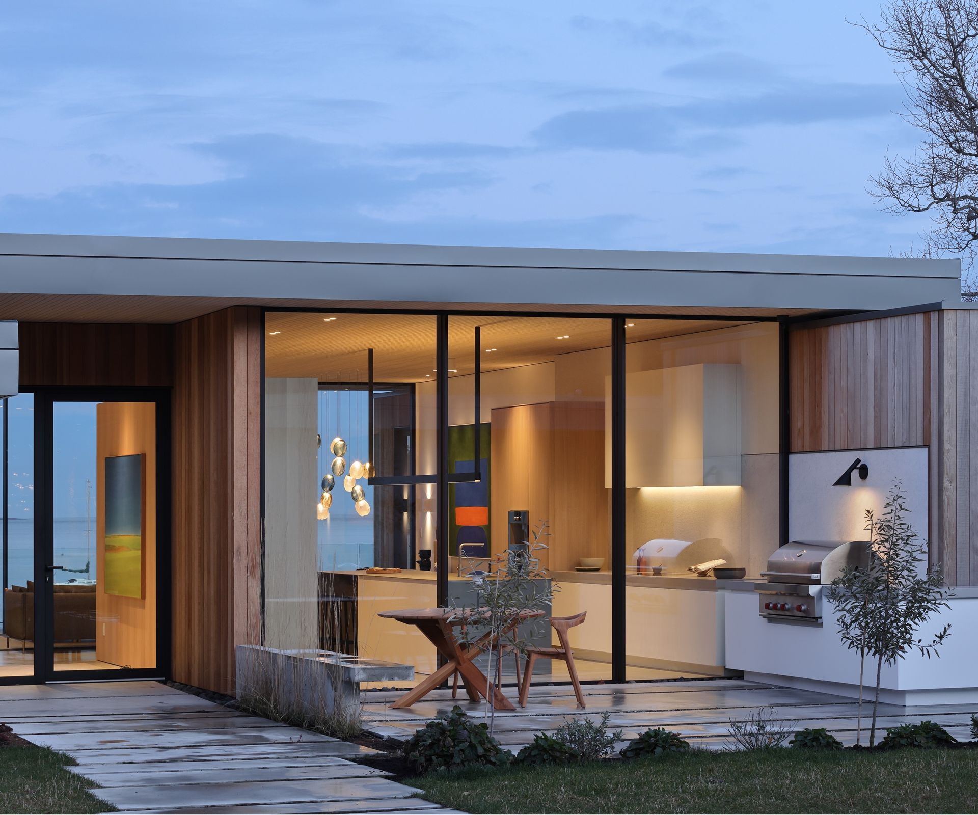 garden and views in modern coastal home in Vancouver