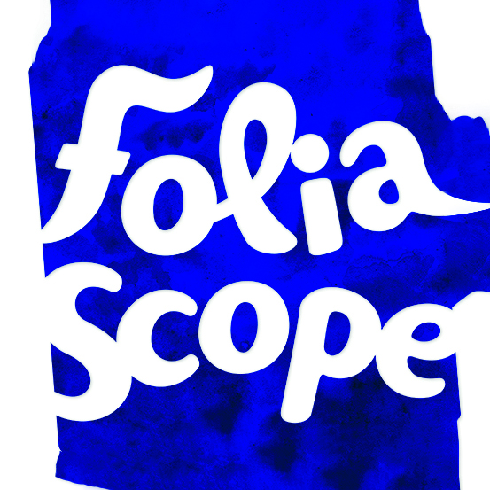Logo of French animation studio Foliascope, consisting of white text on blue circular background