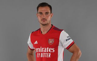 Arsenal full-back Cedric Soares at London Colney on August 06, 2021 in St Albans, England. 