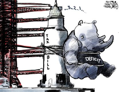 Political cartoon U.S. tax reform GOP deficit