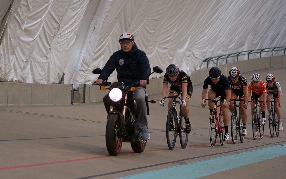 Gary Sutton drives the moto during a workout
