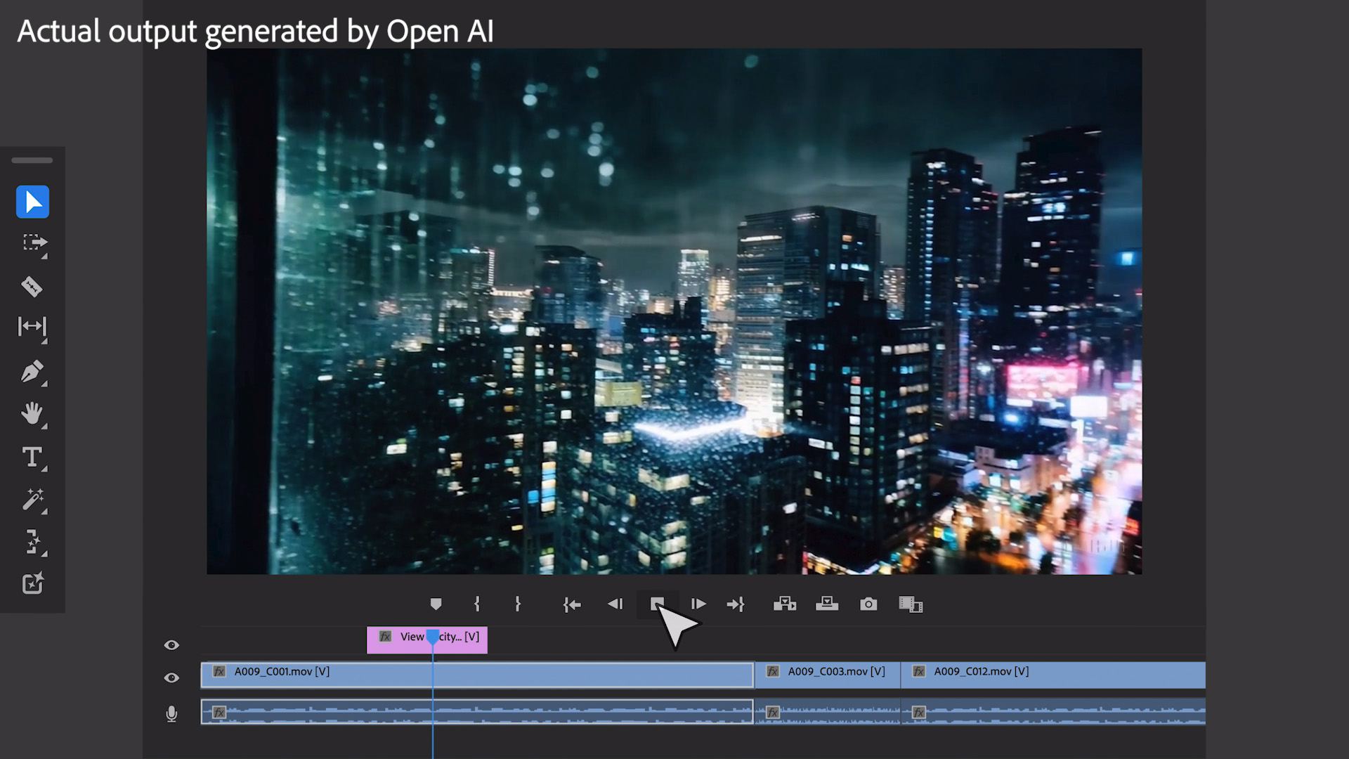 Screenshot showing OpenAI Sora integration in Premiere Pro