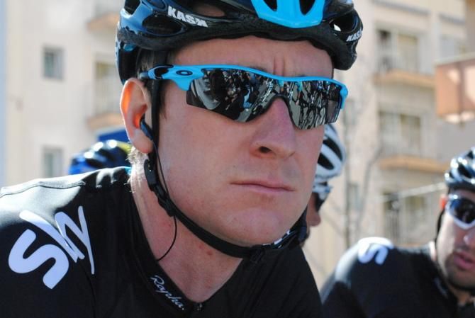 Bradley Wiggins (Sky) looked focussed at the start