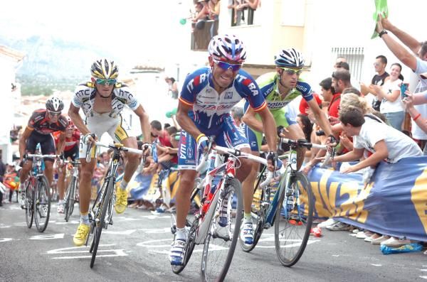 Joaquin Rodriguez (Katusha), Peter Velits (HTC-Columbia) and Vincenzo Nibali (Liquigas-Doimo) couldn't quite close the gap to Igor Anton.