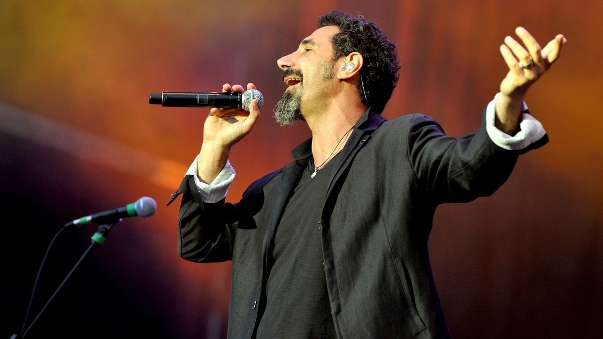 Serj Tankian of System Of A Down performs at Day 2 of the Leeds Festival