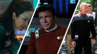 Split image showing a screenshot from three Star Trek movies.