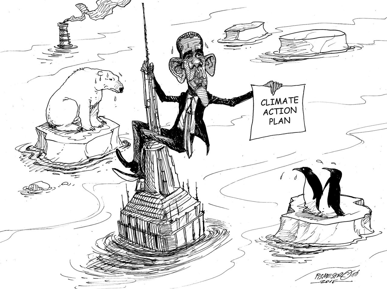 Obama cartoon U.S. Climate Change