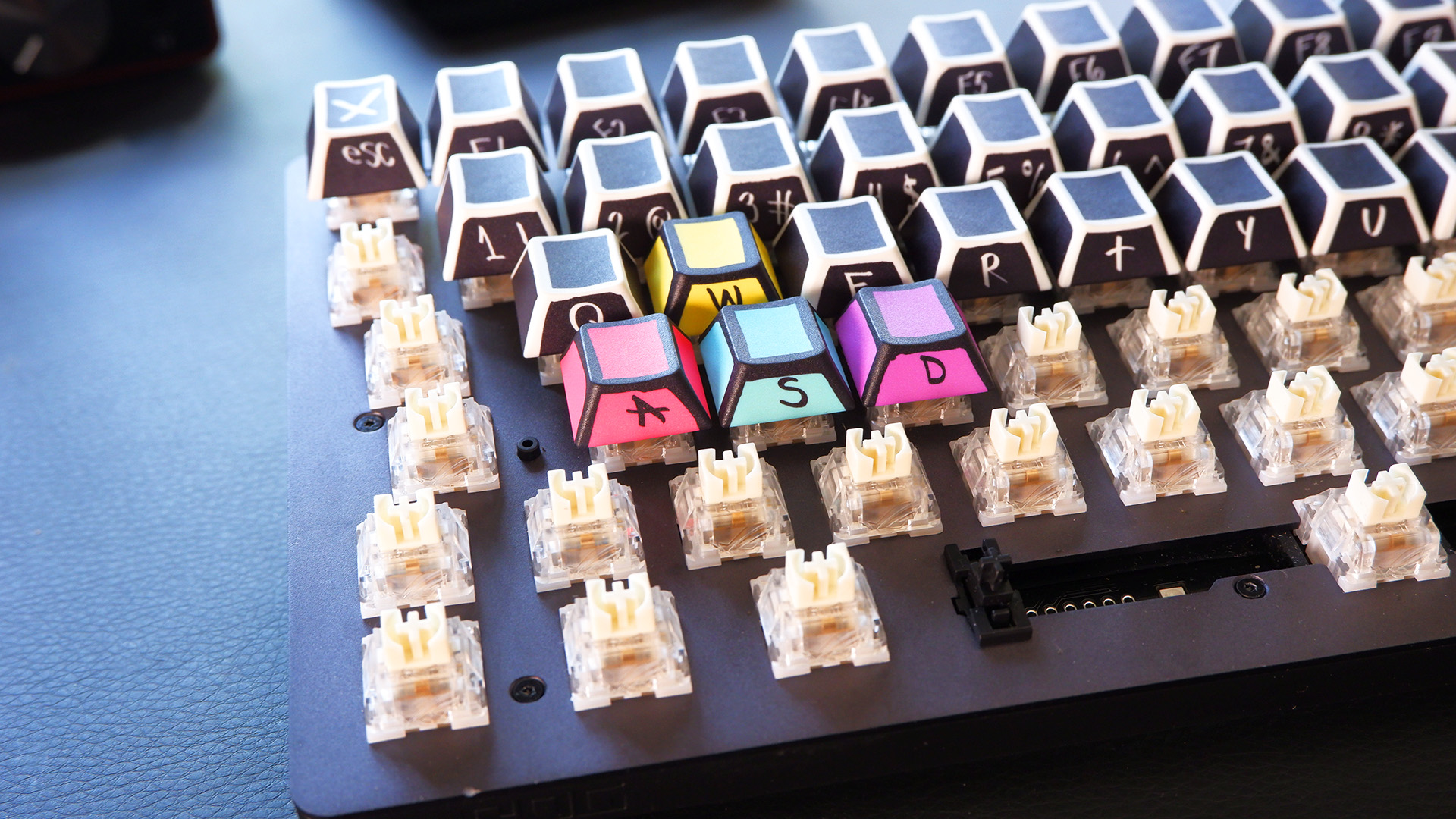 Glorious KeyCapsules keycap set, GPBT Sketch, on a gaming keyboard.