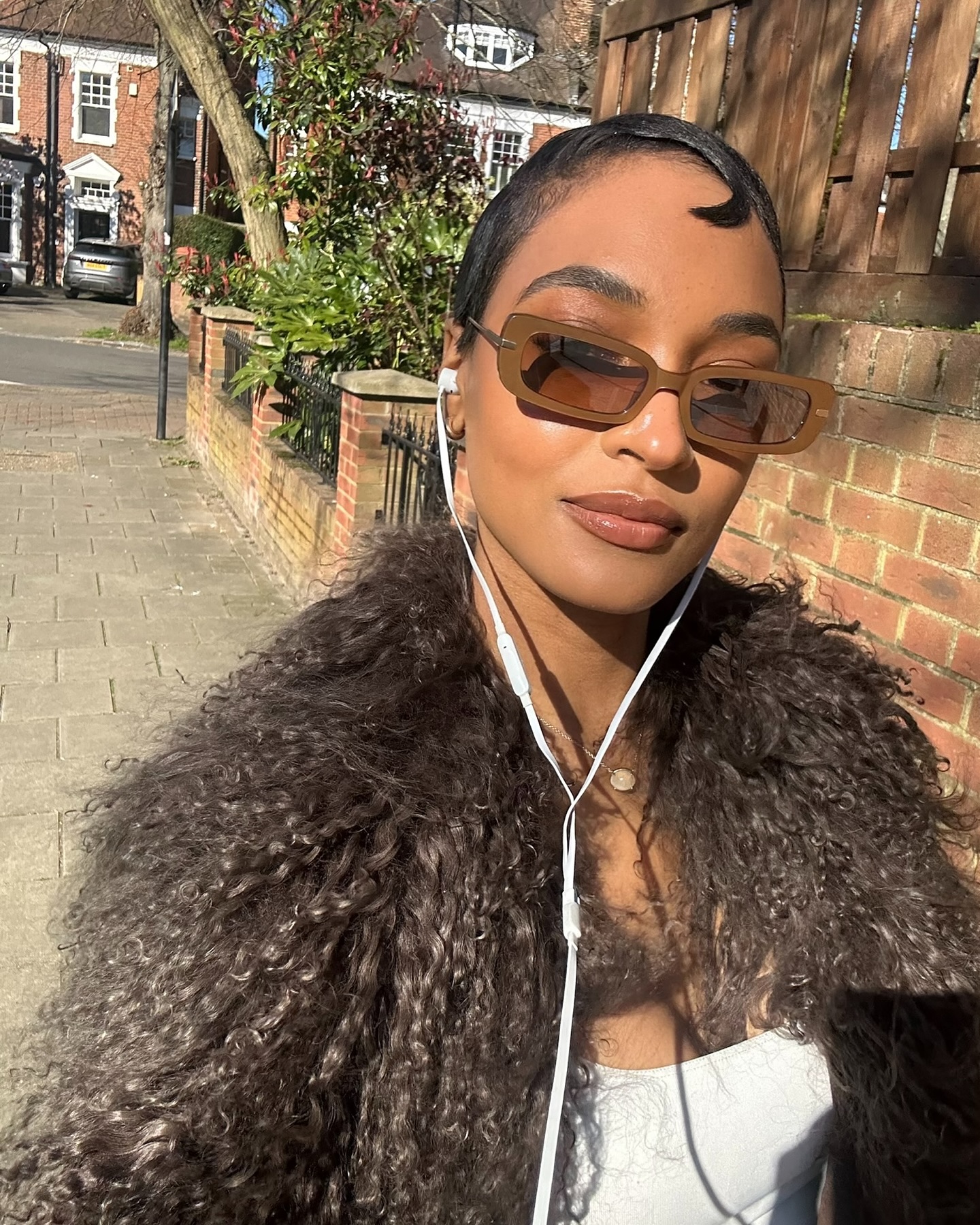 Jourdan Dunn taking a selfie in the sunshine