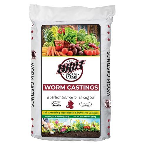 Brut Organic Worm Castings for Plants 30 Lb &amp;ndash; Natural Nutrients, Fertility Builder, Plant Food for Potting Soil and Garden Soil &amp;ndash; Indoor and Outdoor Use