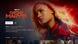 Captain Marvel showing on Disney Plus app