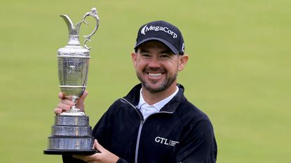 Brian Harman with the trophy after victory in the 151st Open