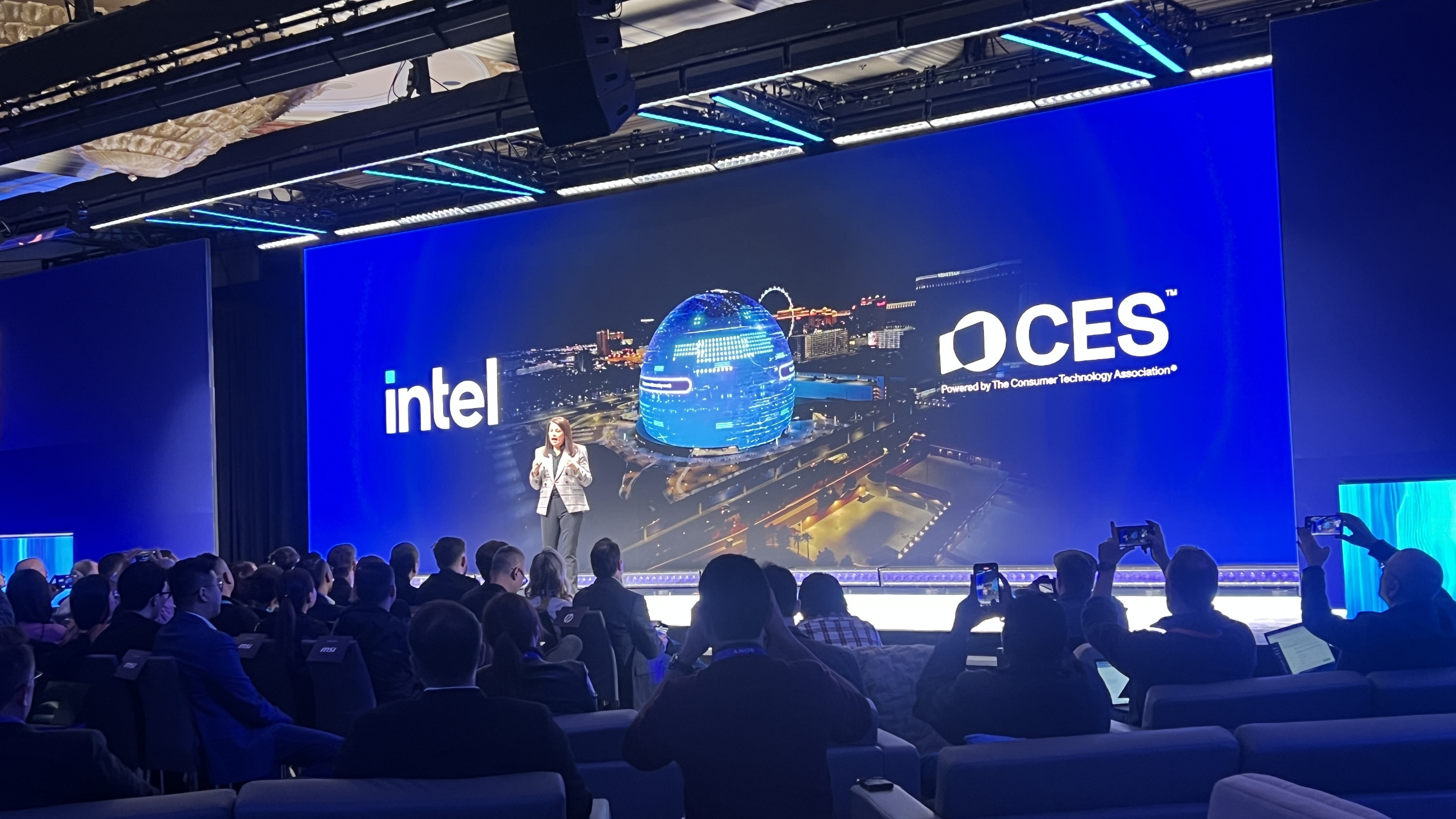 Intel Co-CEO Michelle Holthaus on stage at CES