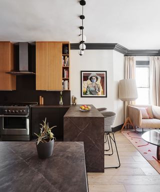 Black and wood kitchen