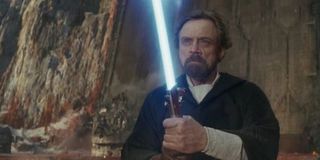 Luke Skywalker with lightsaber in Star Wars: The last Jedi
