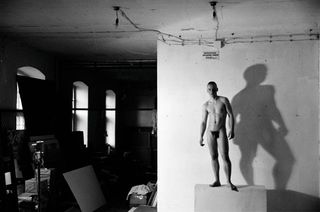 Naked man in studio