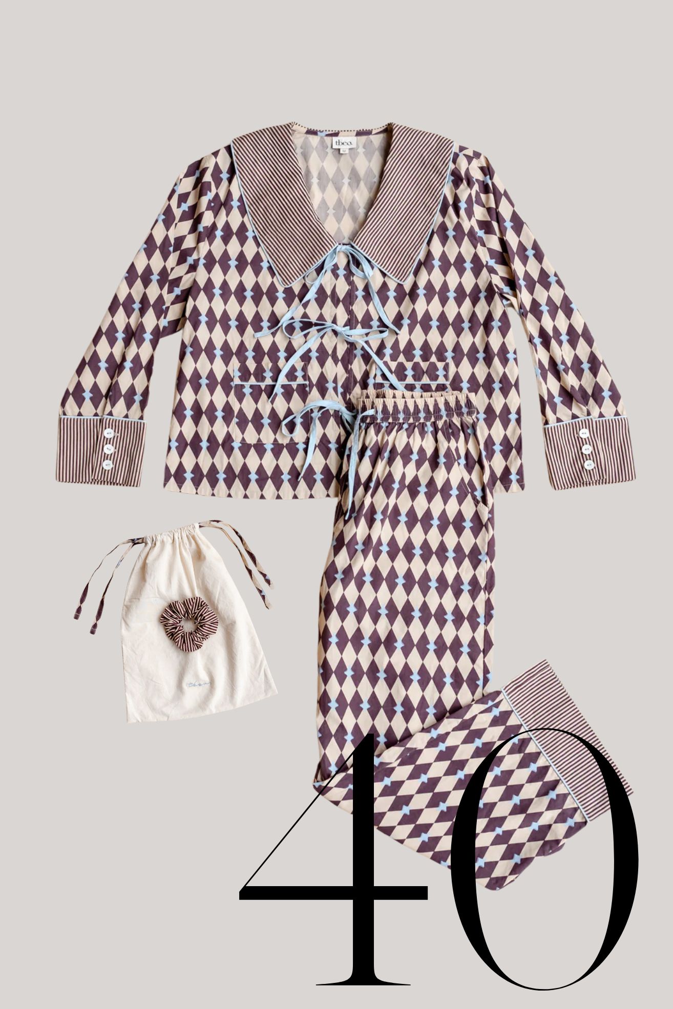 TBCo, Cotton Pyjamas in Camel Harlequin