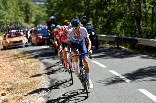 LAGUARDIA SPAIN AUGUST 23 Alessandro De Marchi of Italy and Team Israel Premier Tech competes in the breakaway during the 77th Tour of Spain 2022 Stage 4 a 1524km stage from VitoriaGasteiz to Laguardia 627m LaVuelta22 WorldTour on August 23 2022 in Laguardia Spain Photo by Justin SetterfieldGetty Images