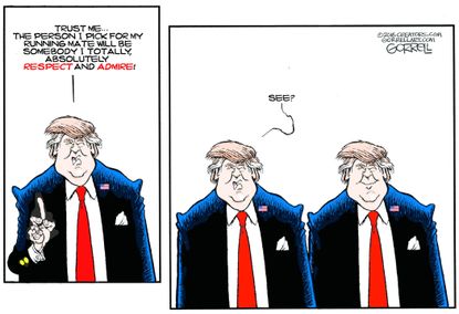 Political cartoon U.S. Donald Trump running mate himself