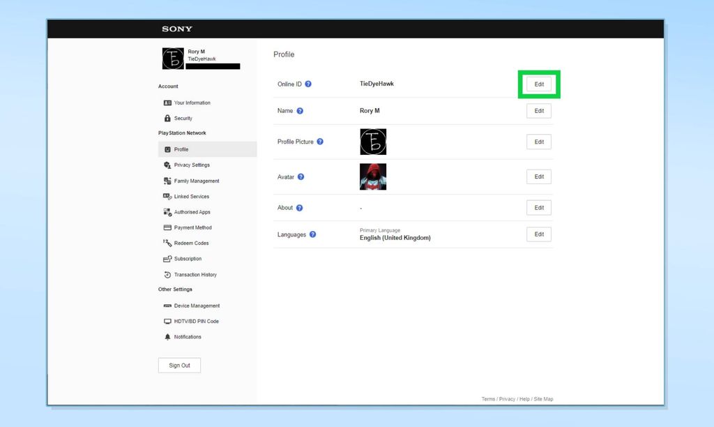 сменить почту psn