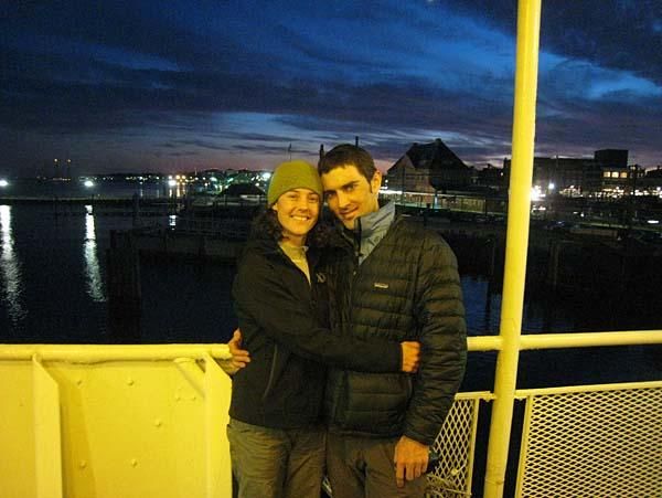 On the boat to Long Island, in New York.