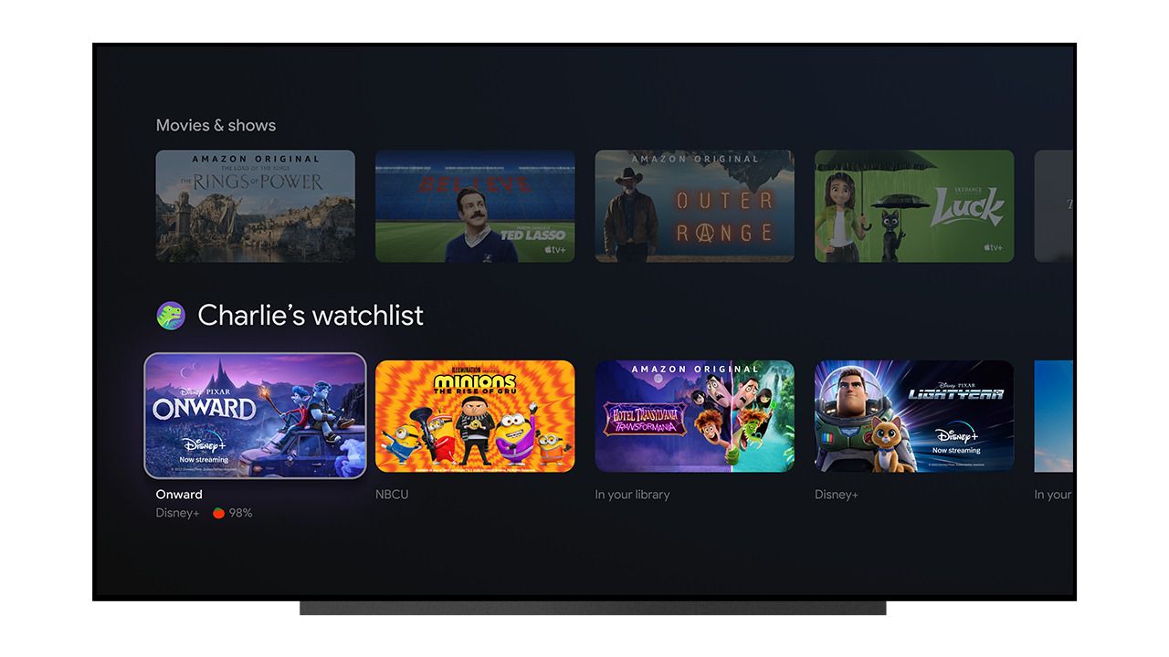 A managed Watchlist on a Google TV Kids Profile