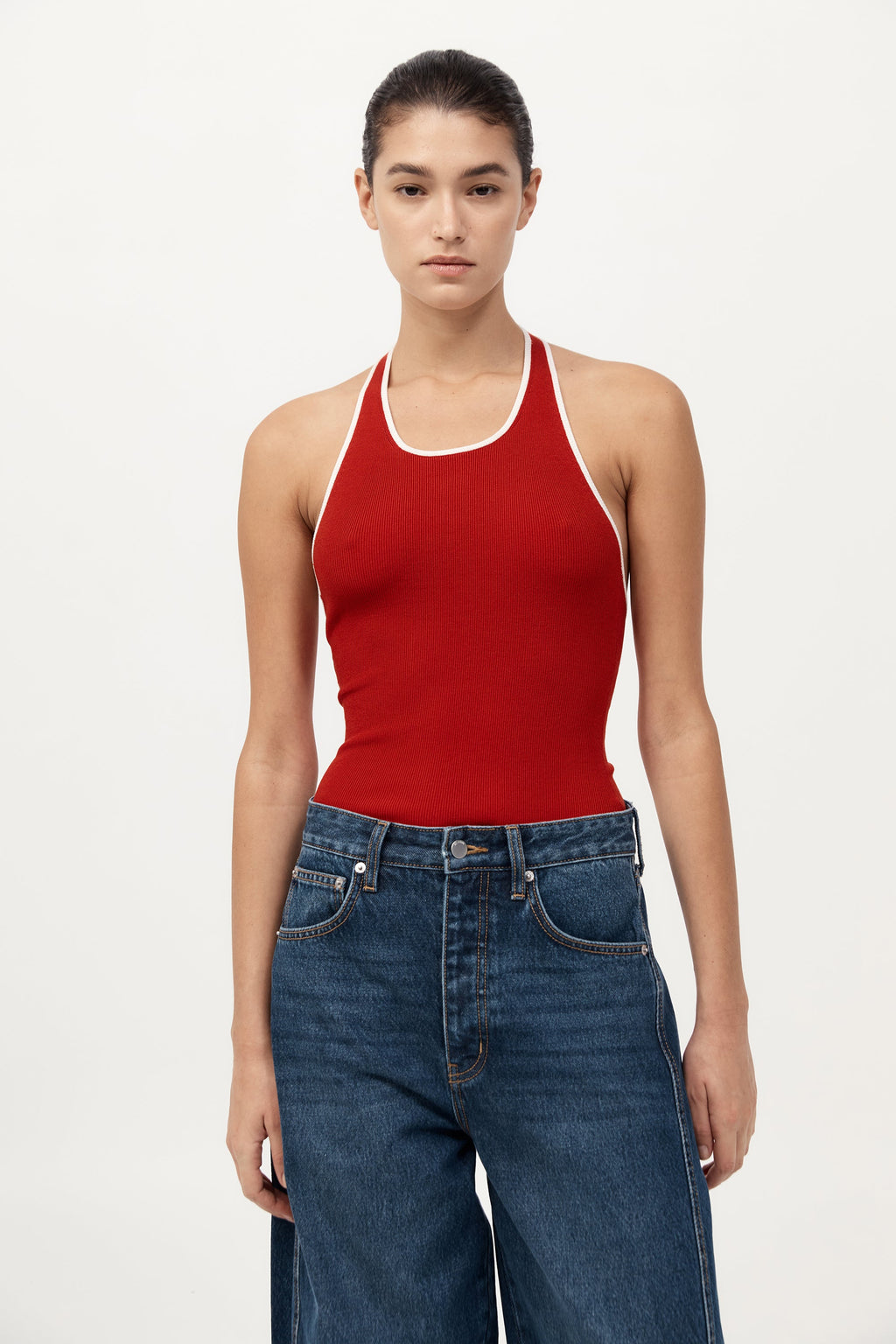 Fine Line Halter Top - Red