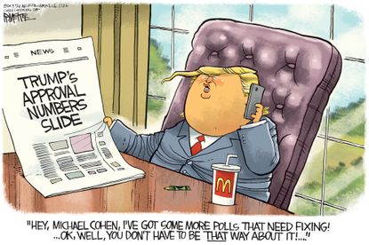 Political Cartoon U.S. Trump Michael Cohen polls approval ratings