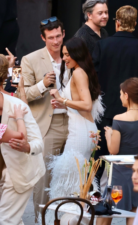 Dua Lipa and Callum Turner at their wedding welcome party