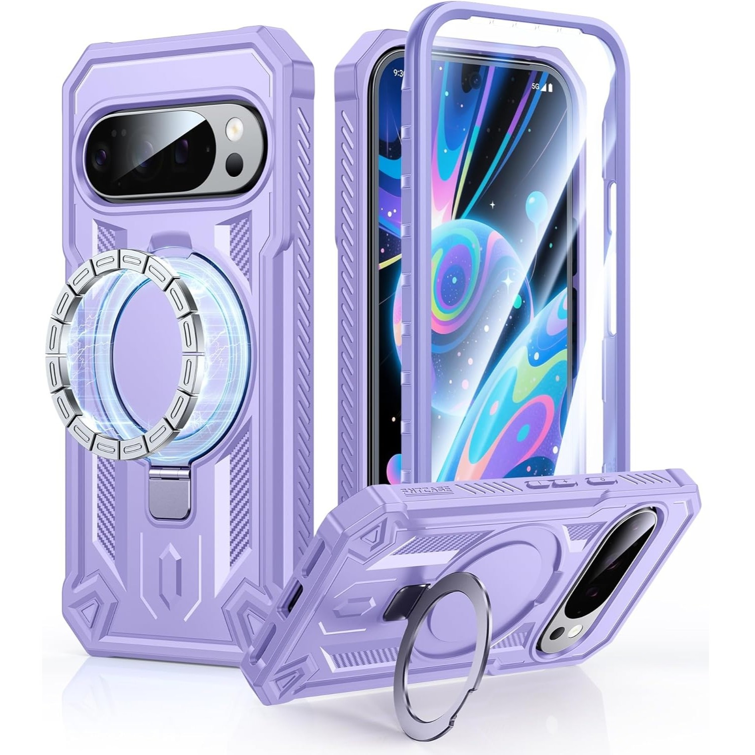 FNTCASE Google Pixel 10 and 10 Pro Belt-Clip Holster Case with Magnetic Ring Holder Stand