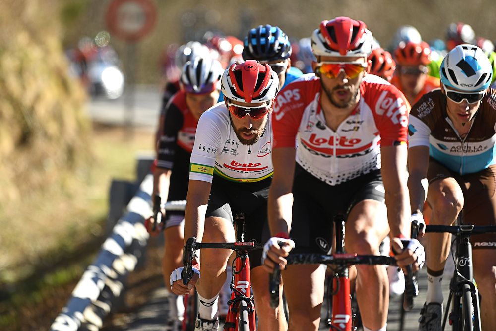 A teammate paces Thomas De Gendt during stage 3 at the Volta a Ctalunya
