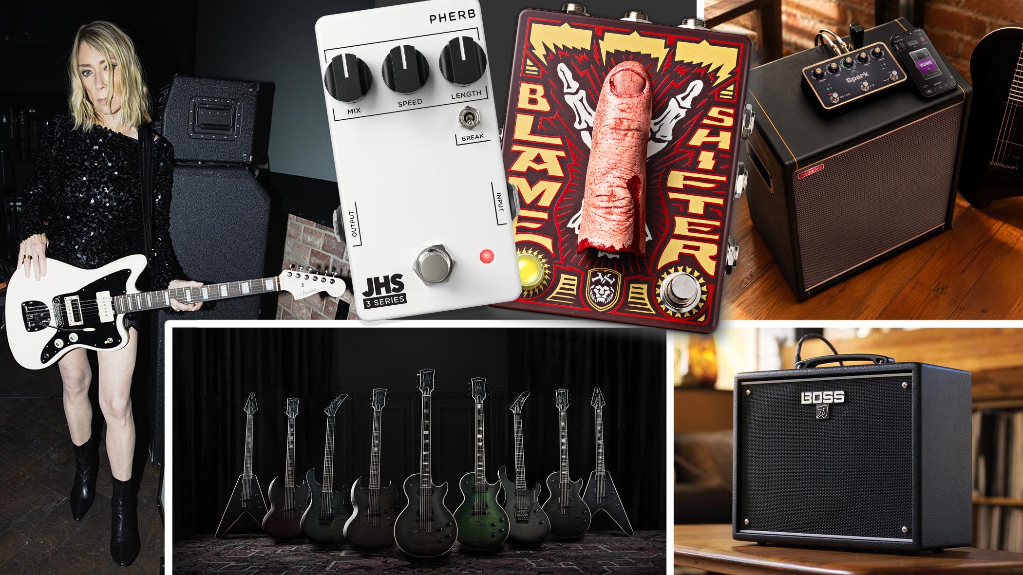 Kim Gordon with her signature Jazzmaster, plus Guitar World's picks of the coolest gear to have launched this week.