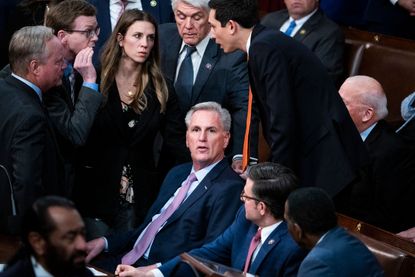 UNITED STATES - JANUARY 6: Republican Leader Kevin McCarthy, R-Calif., is seen on the floor during Speaker of House votes on Friday, January 6, 2023. (Tom Williams/CQ Roll Call)
