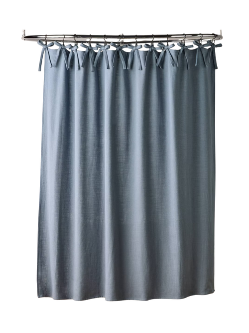 Ribbon Tie Shower Curtain Sterling Blue