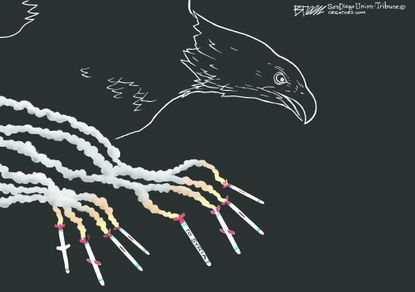 Political Cartoon U.S. Trump Syria Military Missiles Air strike