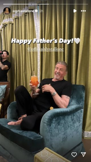 Sylvester Stallone enjoys drink in Father's Day post