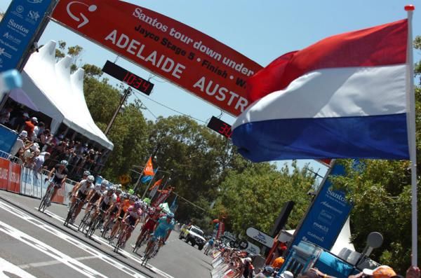 The finish line at stage five of the Santos Tour Down Under