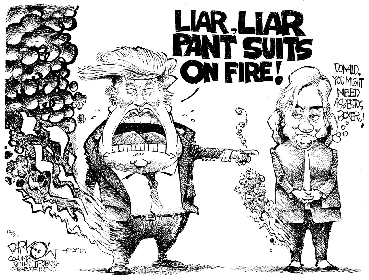 Political cartoon U.S. Donald Trump Hillary Clinton