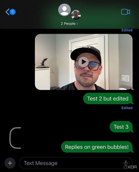 iMessage green bubble edit