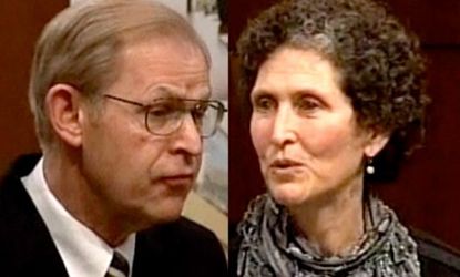 Incumbent Wisconsin Supreme Court Justice David Prosser (left) faces liberal challenger JoAnne Kloppenburg (right).