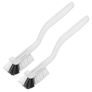 White long armed narrow crevice scrubbing brush pair on white background