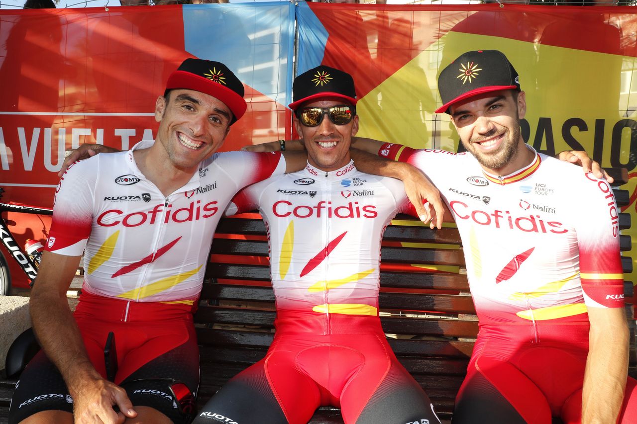 Luis &Aacute;ngel Mat&eacute; (left) was happy to be at the start of the Vuelta a after crash in the Tour de Pologne