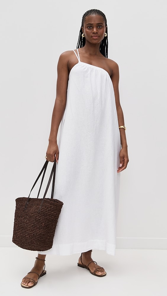 Stateside Linen Asymmetric Tie Maxi Dress