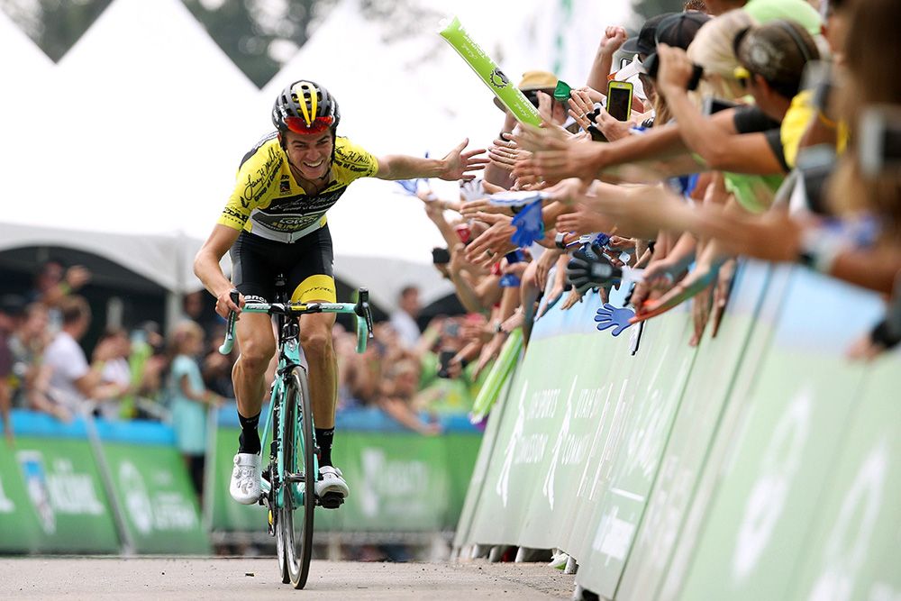 Sepp Kuss (LottoNL-Jumbo) enjoys his moment with the crowds