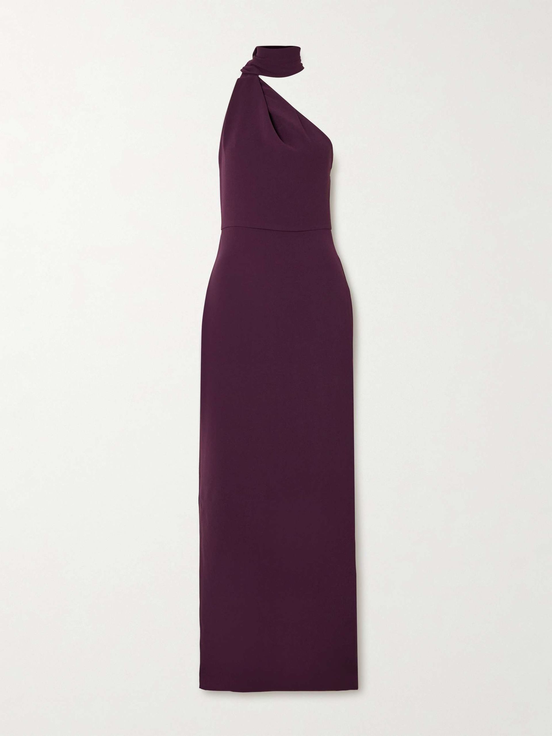 Demi One-Shoulder Scarf-Detailed Crepe Gown
