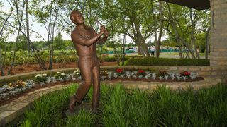 The statue of Jack Nicklaus at Muirfield Village